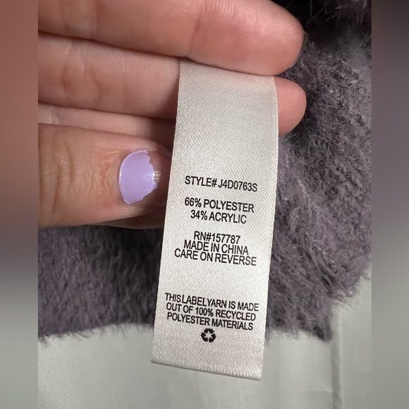 Made With Love Purple Fuzzy Scoop Neck Sweater Large - Picture 5 of 7